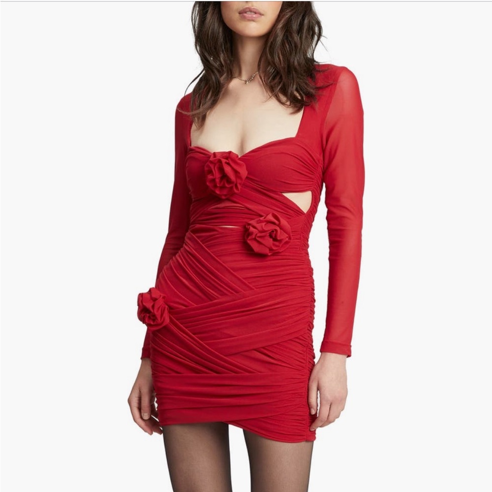 Bardot Pippa Gathered Cutout Mesh Mini Dress